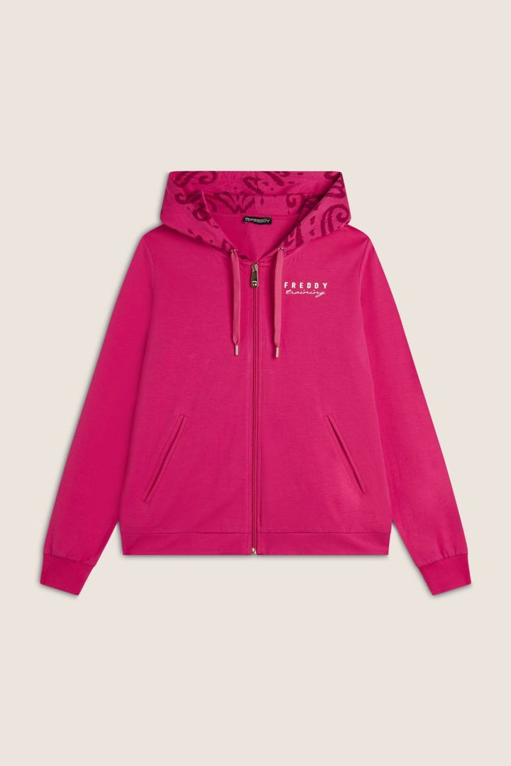 Freddy Felpa Zip Leggera con Cappuccio e Dettagli Floreali  S25WTRS2