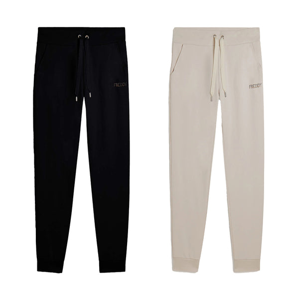 Freddy Pantaloni Sportivi con Polsini e Strass Bicolore F25WCXP1