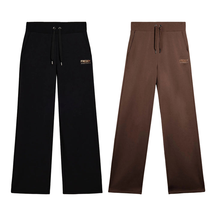 Freddy Pantaloni a Gamba Larga con Logo in Strass Bicolore F25WCXP6