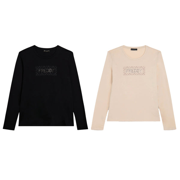 Freddy T-shirt a Manica Lunga Comfort con Retro Stampato F25WTRT5