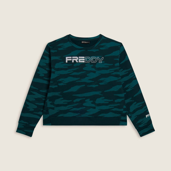 Freddy Felpa Cropped con Logo Perlato e Fantasia Camouflage F25WMVS4C