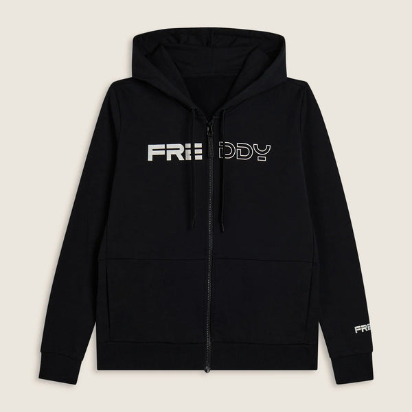 Freddy Felpa Full Zip con Cappuccio e Logo Frontale Perlato F25WMVS1